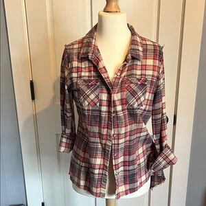 White Crow Red and Gray Plaid Button Down Shirt